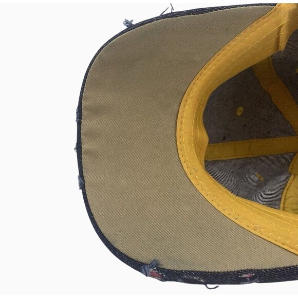 Woman Denim Sparkle Hat Rhinestone Heart Bling Embellished Adjustable Frayed Cap - Picture 2 of 13